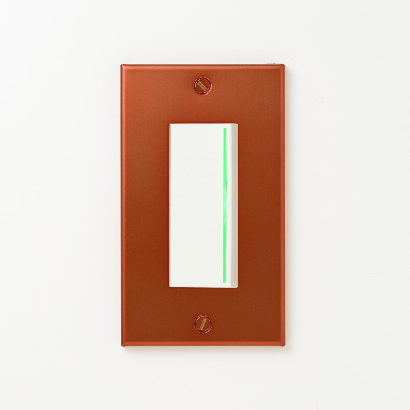 銅色（光沢） プレート <br>+ NK 片切、3路ガイドランプ（グリーン）付スイッチシングル  ホワイト